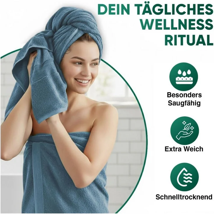 leevitex® Duschtücher 2er-Set, 70x140 cm, 100% Baumwolle, saugstark und fusselfrei, Frottee (Set, 2-St), OEKO-TEX® STANDARD 100 zertifiziert, gestreifte Bordüre – Bild 4