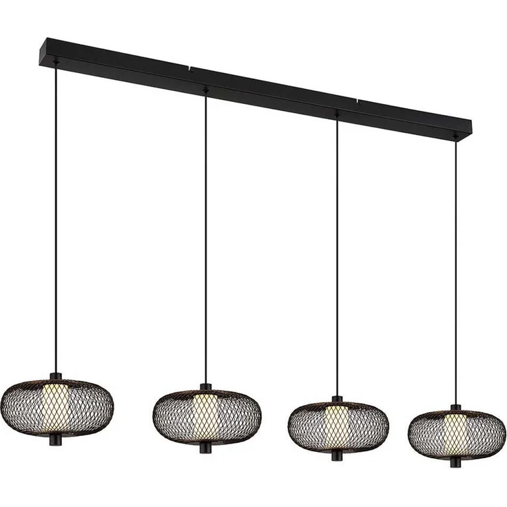 LED Pendelleuchte, schwarz, Metallgeflecht, H 150 cm – Bild 7