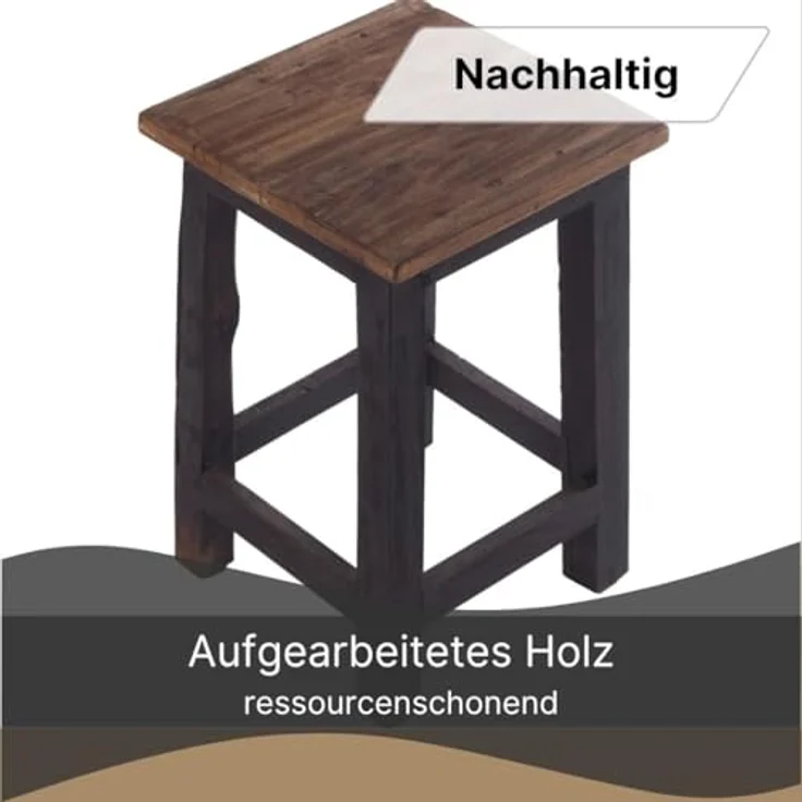 DESIGN DELIGHTS Hocker Sitzhocker MADERO, 48x30cm(HxB) Altholz Holzhocker, massivholz Hocker – Bild 5