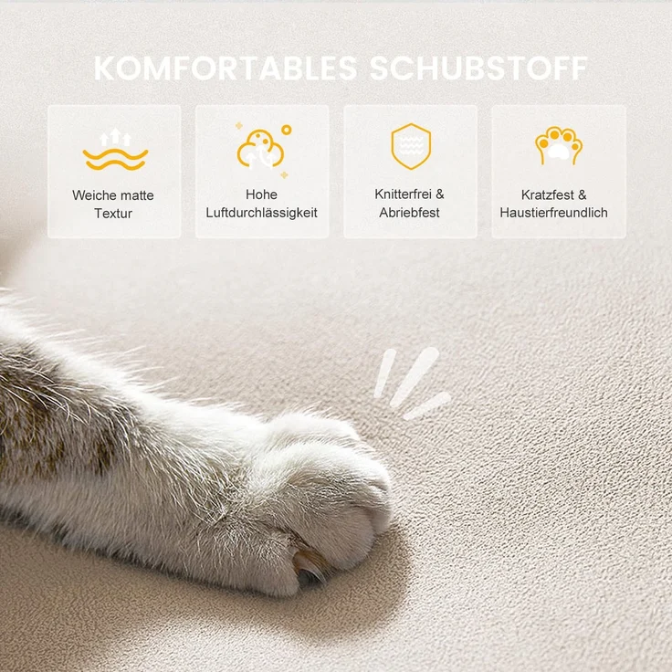 COMHOMA Sofa Schlafsofa mit Schlaffunktion, überzug Futon Klappsofa, Bettcouch, ecksofa, Couch Gästebett, 3-Sitzer Sofa, mit verstellbare Rückenlehne aus Stoff Beige – Bild 5