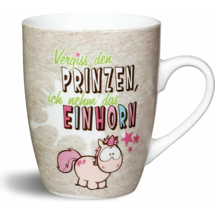 NICI Tasse Vergiss den PRINZEN, ich nehm das EINHORN, Kaffeetasse, Becher, Porzellan, Lila, 310 ml, 40012