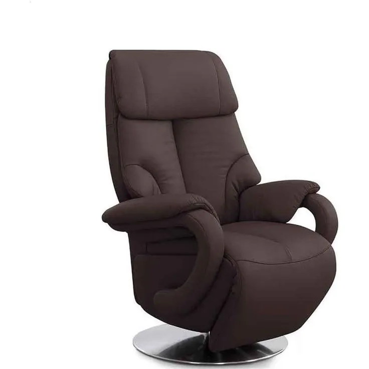 CAVADORE Ledersessel Istanbul / Fernsehsessel mit manuell verstellbarer Relaxfunktion / 80 x 115 x 79 / Echtleder: Braun
