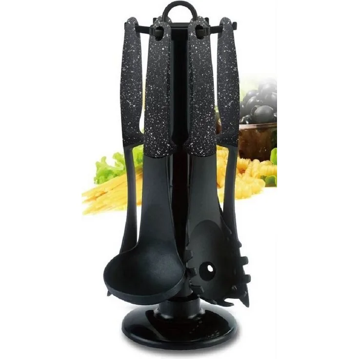 Küchenhelfer Küchenutensilien mit Ständer 7-tlg. Royalty Line RL-U5 Schwarz