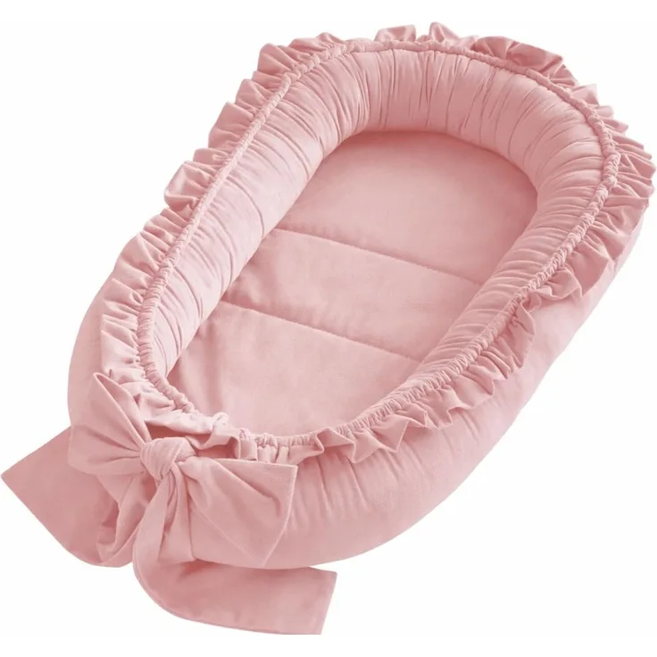 Babynestchen Neugeborene – Babynest Velvet – Nestchen Baby für Babybett & Kinderbett – Babykokon Tragbar – OEKO-TEX zertifiziert – Zubehör Babybett – Pink Velvet