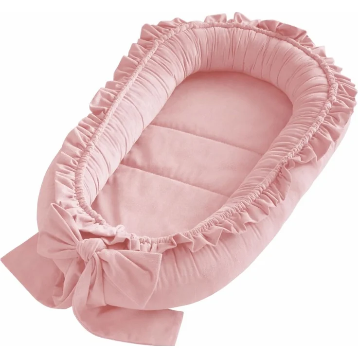 Babynestchen Neugeborene – Babynest Velvet – Nestchen Baby für Babybett & Kinderbett – Babykokon Tragbar – OEKO-TEX zertifiziert – Zubehör Babybett – Pink Velvet