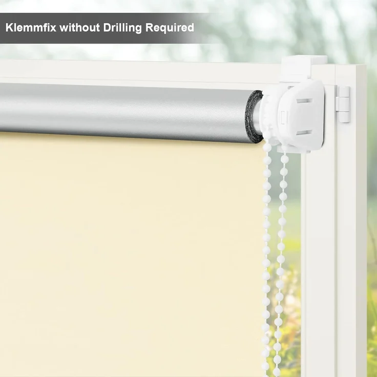 WOLTU Verdunklungsrollo ohne Bohren Beige 70x160 cm (BxH), Thermorollo Klemmfix Fensterrollo Seitenzugrollo easyfix Verdunkelung Rollos Sichtschutz und Sonnenchutz, Klemmrollo für Fenster & Tür – Bild 4