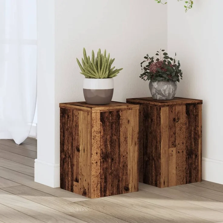 vidaXL Pflanzenständer 2 Stk. Altholz-Optik 20x20x30 cm Holzwerkstoff 852904 – Bild 1