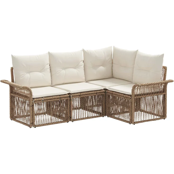 vidaXL Gartensofa-set 4 stk. Beige Poly-Rattan 3434823 – Bild 2