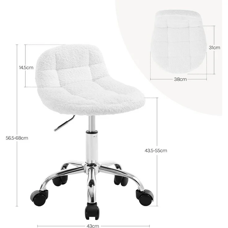 Woltu Arbeitshocker (1 St), mit Rückenlehne, Chenille, drehbar höhenverstellbar, für Schminktisch – Bild 2
