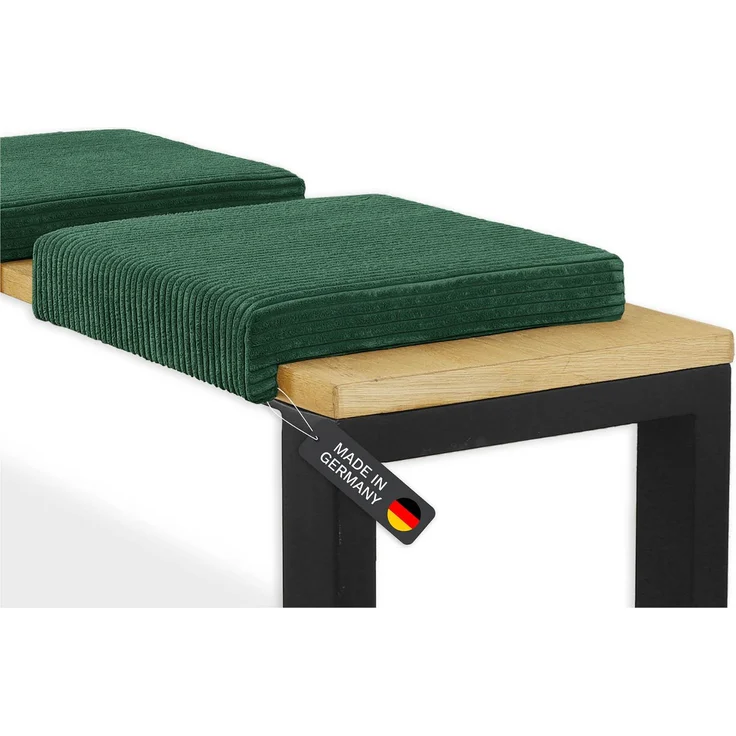 Lycce Bankauflage Klemmkissen mit Leiste - Cord, Polsterung, rutschfest Dunkelgrün 8x40x38cm – Bild 2