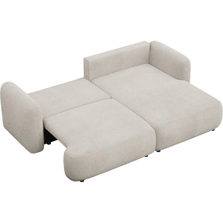 Selsey Tvoya Ecksofa mit Schlaffunktion, Ottomane rechts, Bouclé Hellbeige – Bild 9