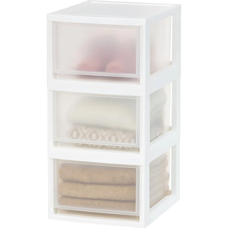 Iris Ohyama 3er-Set Schubladenbox 13,7L, Stapelbarer Kunststoff-Organizer, Transparent, Aufbewahrungsbox für Medikamente, Schreibwaren & Bastelbedarf, BPA-Frei, Weiß, MSD-2