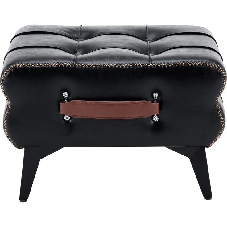 Hocker H 30 x T 43 x B 33 cm, schwarzes Kunstleder mit Stahlbeinen, 1 Stück – Bild 6