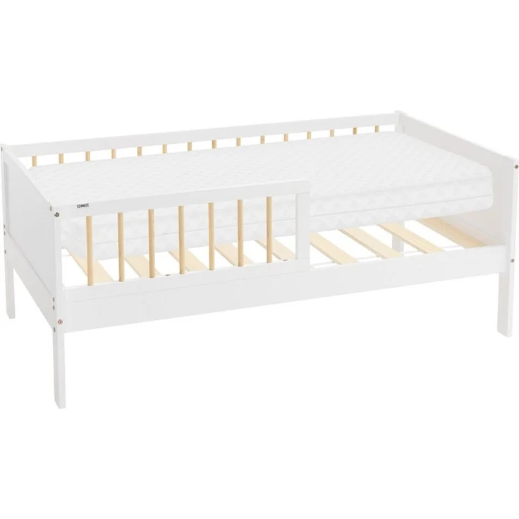 ML-DESIGN Kinderbett Bodenbett Juniorbett inkl. Lattenrost Einzelbett für Kinder Jugendbett, Junior-Bett mit Rausfallschutz & Matratze Bettrahmen aus MDF / Kiefer – Bild 5