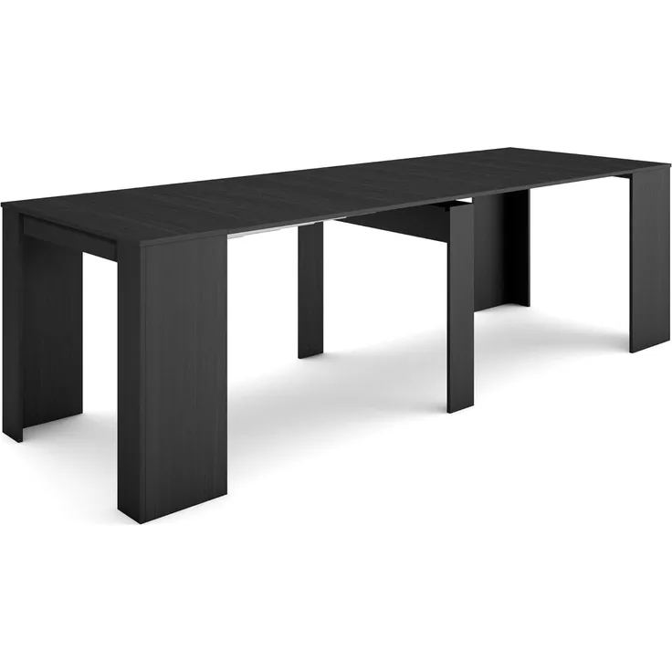 Skraut Home | Ausziehbarertisch | Multifunktionaler ausziehbarer | 260 | Für 12 Gäste | Esszimmertische | Moderner Stil | Schwarz