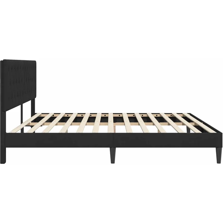 vidaXL Bettrahmen mit Kopfteil Schwarz 200 x 200 cm Samt 42027689 – Bild 5