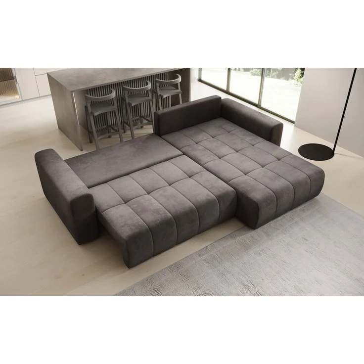 Luxusbetten24 Schlafsofa Designer Sofa Leveno L in Samt, mit Stauraum und Schlaffunktion – Bild 4