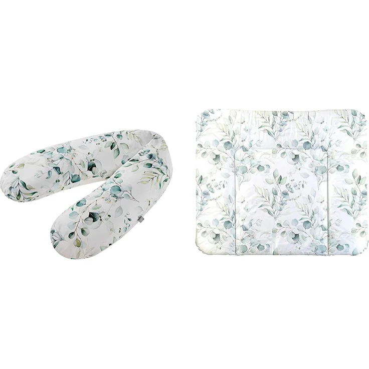 Rotho Babydesign Stillkissen-Set Multi, 190x35 cm, Inkl. Breite Wickelauflage, 85x72 cm, ab 0 Monate, Natural Leaves – Bild 1