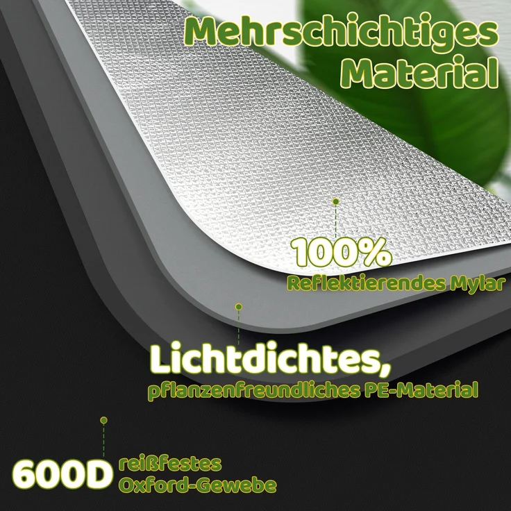 Eikuavons Growbox 120x60x180cm Professionelles Growzelt, ideal für Tomaten Salat Kräuter, Polyestergewebe, schwarz – Bild 6