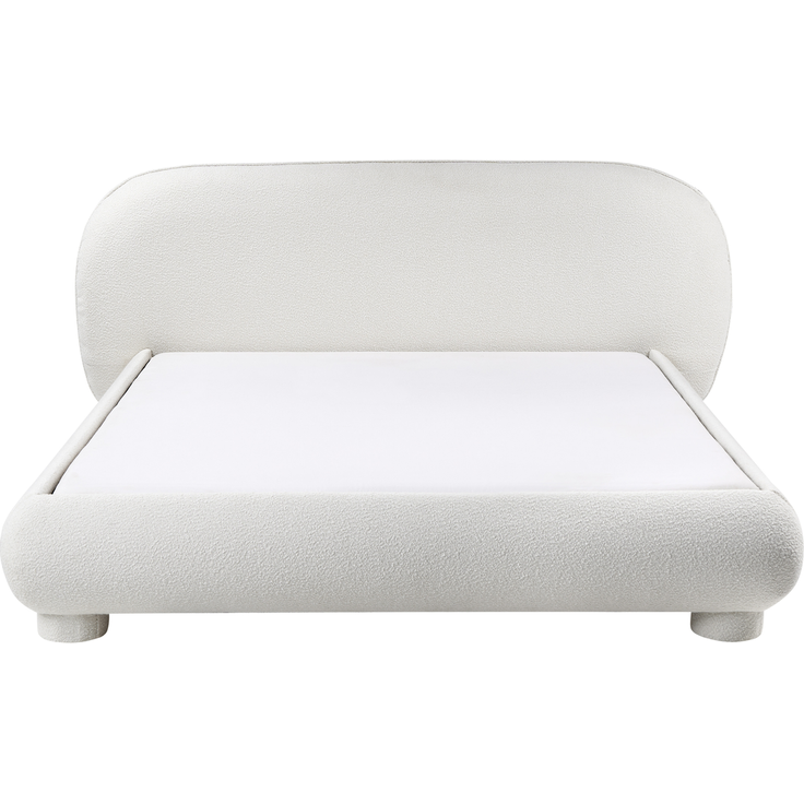 Bett mit Lattenrost Bouclé BAYEL 160x200 cm Cremeweiß – Bild 5