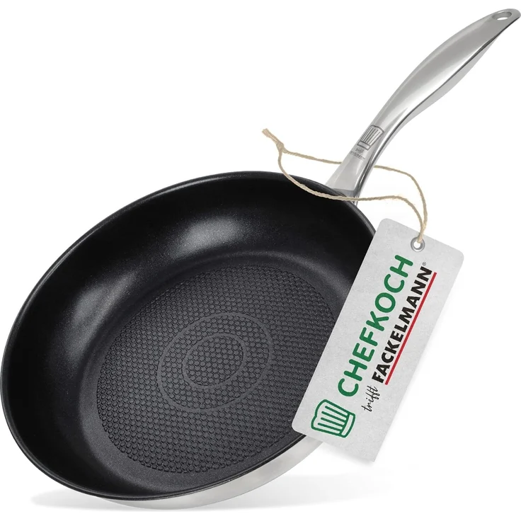 Chefkoch trifft Fackelmann Bratpfanne Ø24 cm München mit Antihaftbeschichtung und Wabenboden - aus Edelstahl – Bild 1