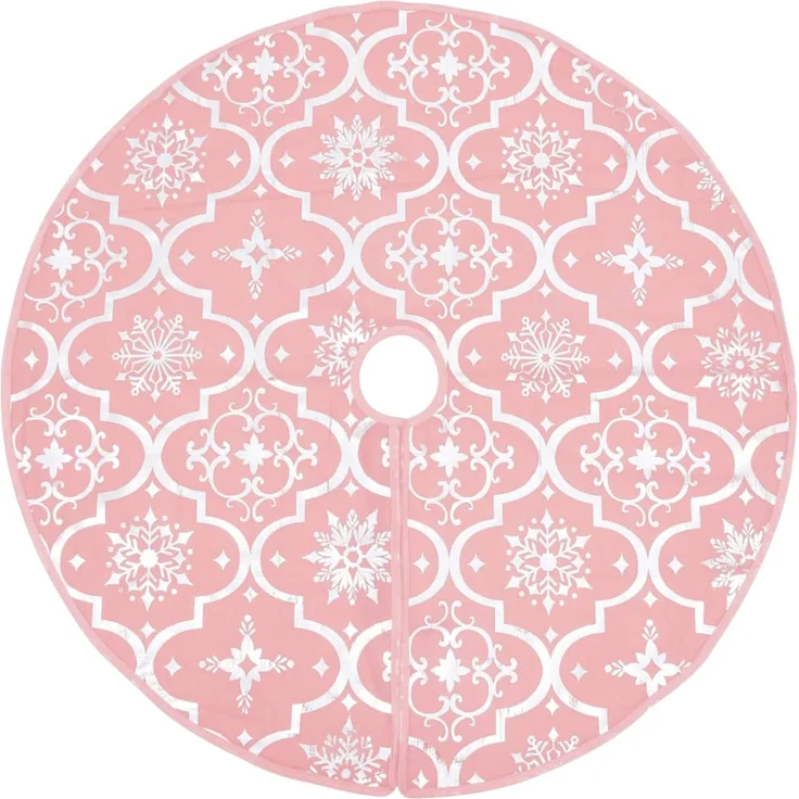 vidaXL Luxus-Weihnachtsbaumdecke mit Socke Rosa 150 cm Stoff 330286 – Bild 3