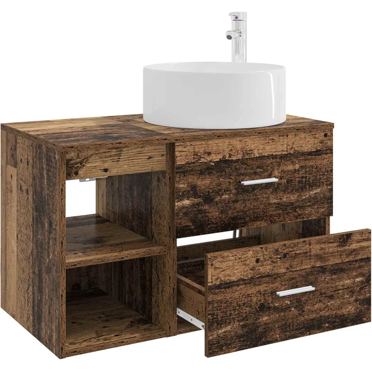 vidaXL Badezimmerschrank-Set 2 stk. Altholz 79,5 x 44,5 x 80 cm 3403934 – Bild 4