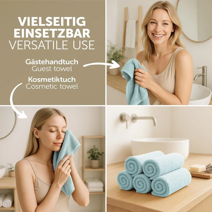 Blumtal Gästehandtücher 30x30cm - weich und saugstark, Frottee (24-St), 12er und 24er Set, 100% Baumwolle – Bild 4