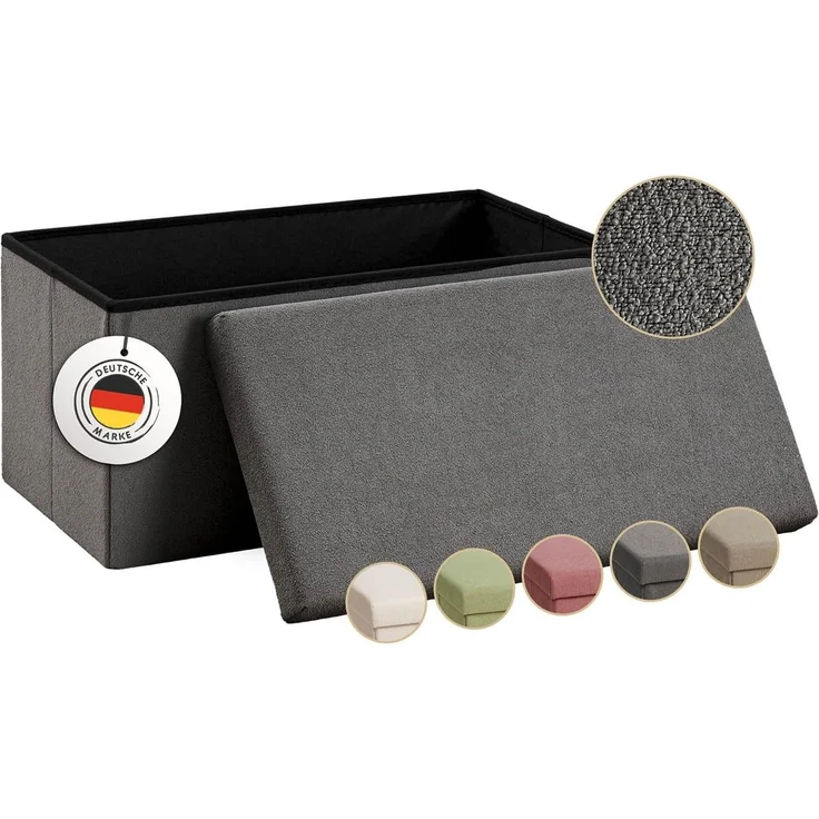 Laleni Sitztruhe Sitzbank mit Stauraum aus robustem Boucle-Stoff, Bequemer Hocker mit Stauraum - Aufbewahrungsboxen – Bild 8
