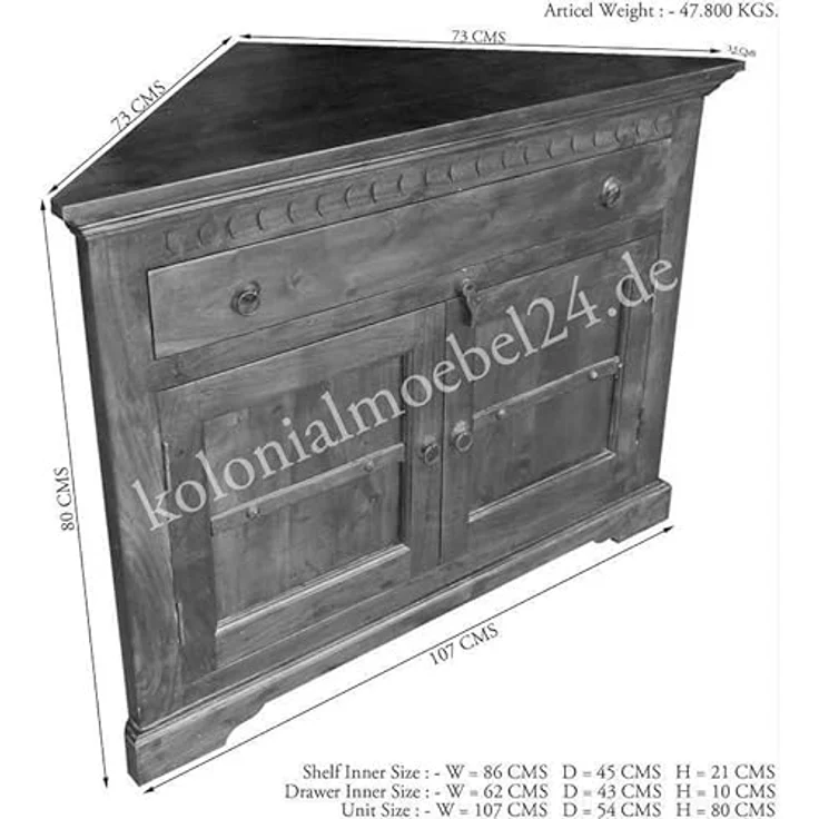 Eckkommode Akazie 107x54x80 honig lackiert OXFORD #0505 – Bild 3