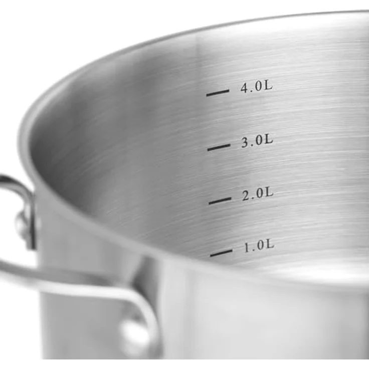 Kopf Topf-Set Clara, Edelstahl, 10-teilig mit 4 Kochtöpfen, Bratpfanne, Schmorpfanne, Stielkasserolle und 3 Glasdeckeln, für alle Herdarten inkl. Induktion, spülmaschinengeeignet und backofenfest – Bild 12