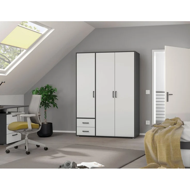 Rauch Möbel 'Voyager' Kleiderschrank, Holz, Weiß | Grau Metallic, Zubehör Classic, Breite 140 cm | mit Schubladen – Bild 4