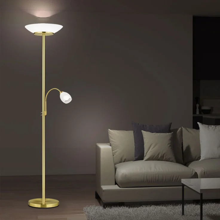 RGB LED Stehleuchte, Glas, weiß, Flexo, messing, H 180 cm, GERRY – Bild 7
