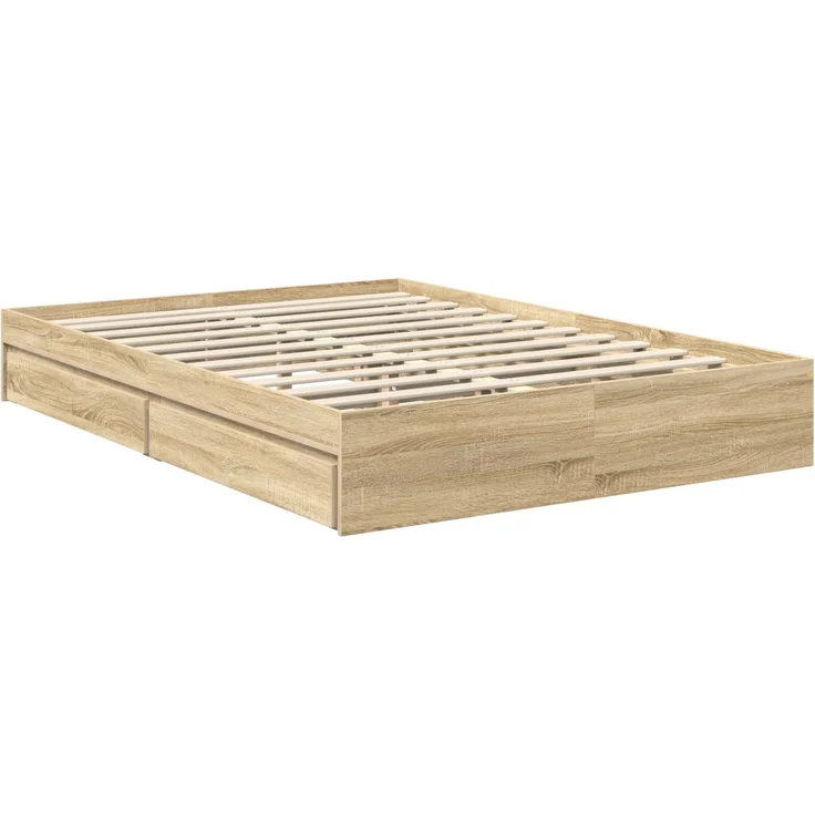 vidaXL Aufbewahrungsbett Sonoma-Eiche 140 x 190 cm Holzwerkstoff 3411210 – Bild 5
