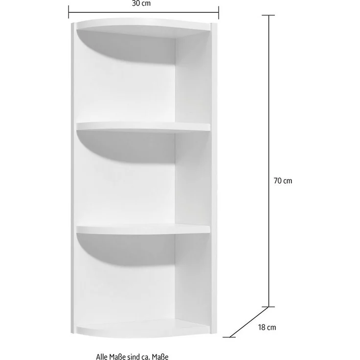 Saphir Eckregal Quickset 335 Abschlussecke für Hängeschrank, 30,7 cm breit, 70 cm hoch, 2 feste Böden, Regal in Weiß, Badezimmerhängeregal – Bild 3