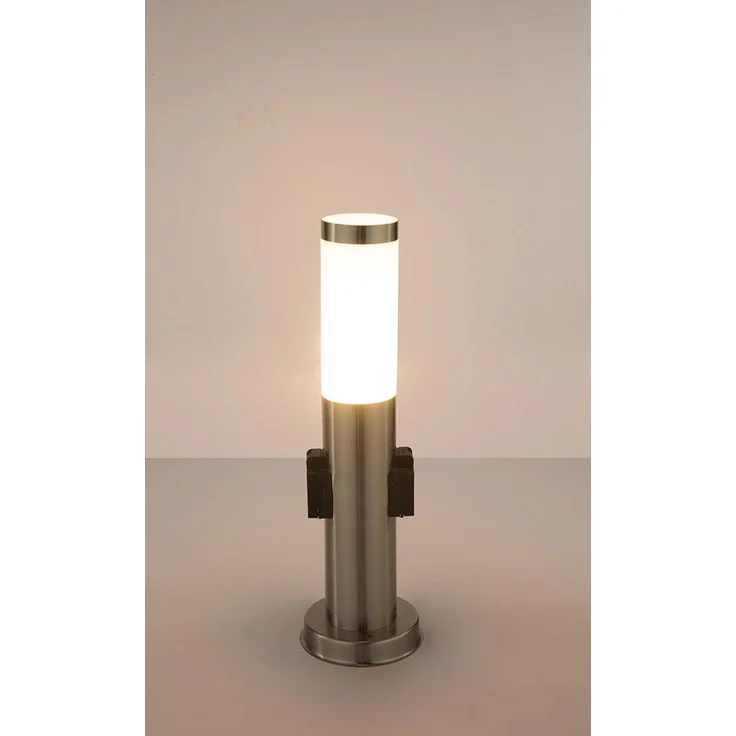 Stehlampe, 2x Steckdose, Edelstahl, H 45 cm, BOSTON – Bild 4