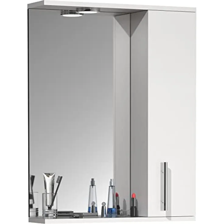 MID.YOU Spiegelschrank Weiß, Holzwerkstoff, erweiterbar, 2 Fächer, 55x71x14 cm für Badezimmer