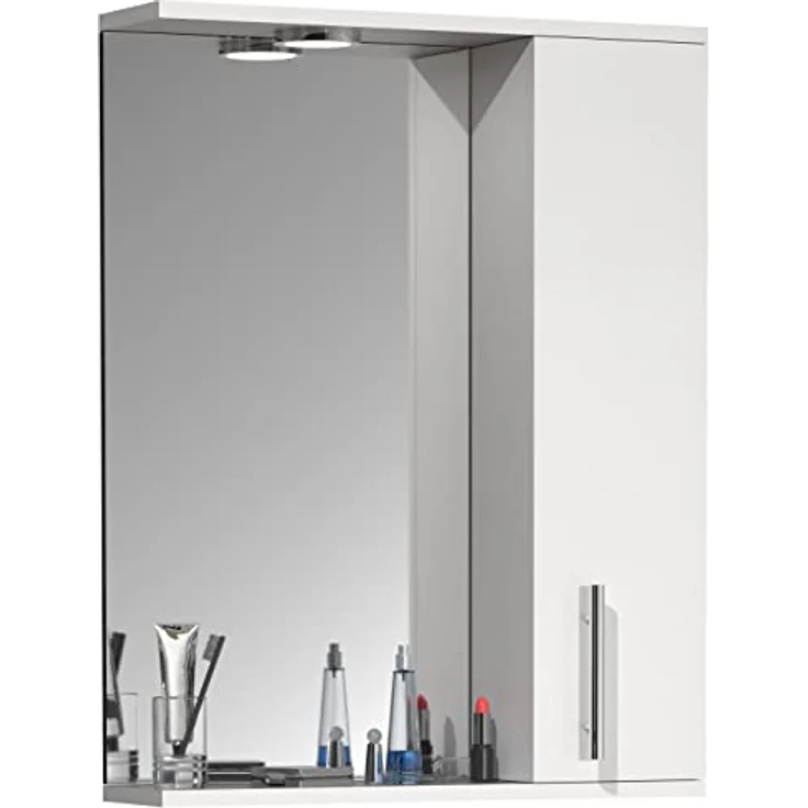 MID.YOU Spiegelschrank Weiß, Holzwerkstoff, erweiterbar, 2 Fächer, 55x71x14 cm für Badezimmer – Bild 1