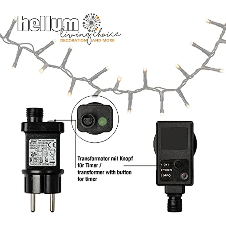hellum LED Lichterkette Außen Cluster, 8,94m mit 448 warmweißen LEDs, Timer und Strombetrieb für Indoor & Outdoor, Weihnachtsbaumbeleuchtung 576849 – Bild 4