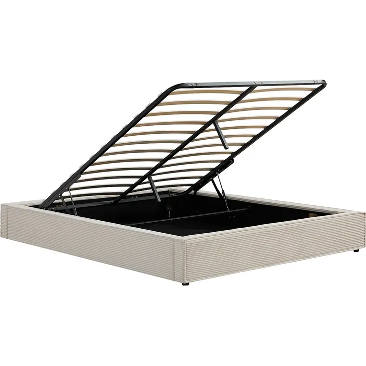 Vente-unique - KARESO Lattenrost und Bettrahmen Samt Beige - B 161 cm x H 30 cm x L 210 cm – Bild 5