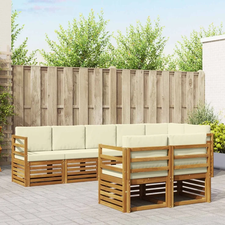 vidaXL Outdoor-Sofagarnitur 8 stk. 8-Sitzer Natur und Creme 3374990 – Bild 1