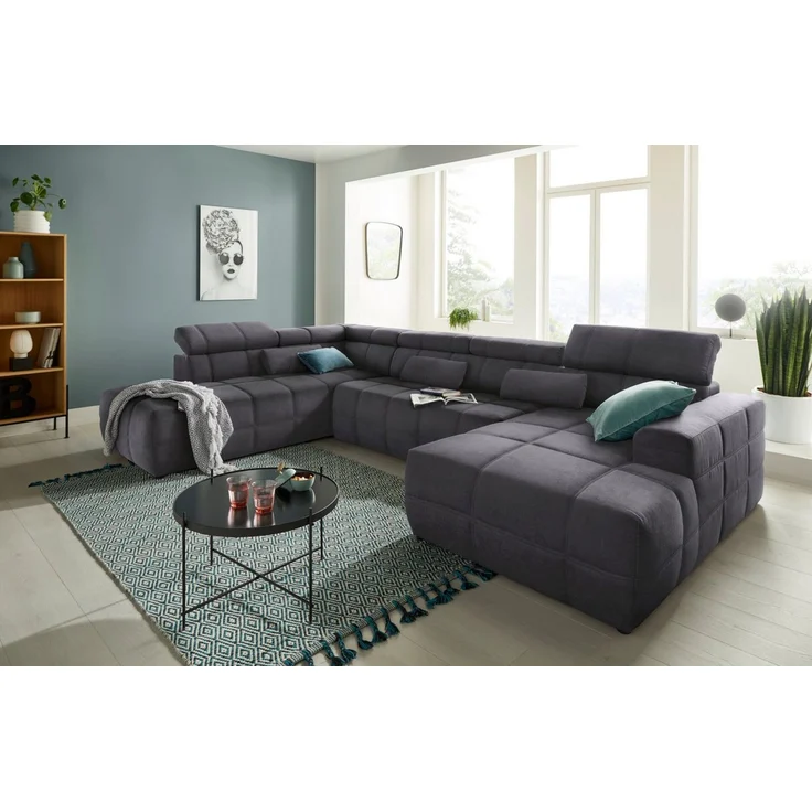 DOMO collection Wohnlandschaft Brandon viele Bezugsarten, auch in Cord und Leder, incl. Nierenkissen, mit Kopfteilverstellung, wahlweise Sitztiefenverstellung, U-Form – Bild 5