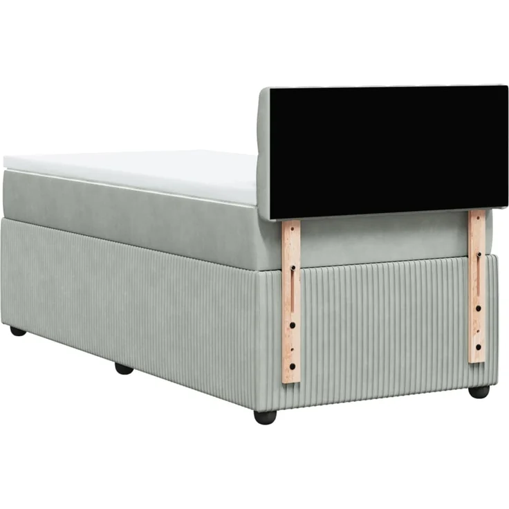 vidaXL Boxspringbett mit Matratze Hellgrau 90x200 cm Samt 3287644 – Bild 10