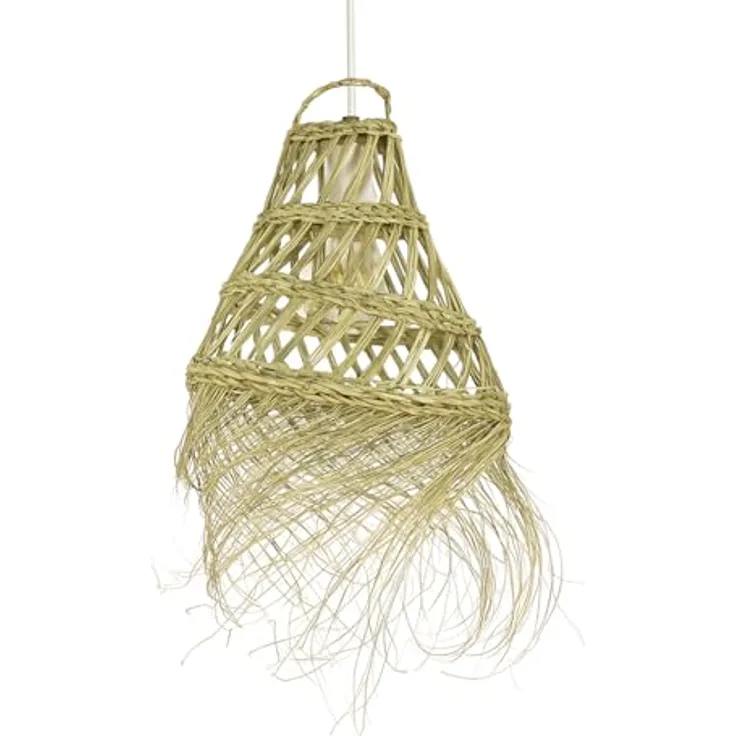 Marrakesch Orient & Mediterran Interior Pendelleuchte Bayamo, handgefertigte Boho Lampe aus Palmenblatt, 28 cm, E14 Fassung, Natur