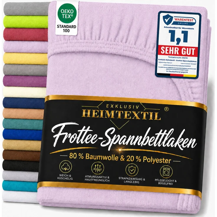 EXKLUSIV HEIMTEXTIL Frottee Spannbettlaken Premium 140-160 x 200 cm Flieder – Bild 1