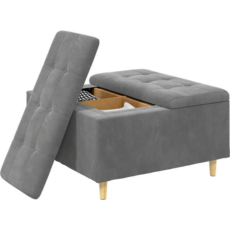 vidaXL Ottoman mit Stauraum Dunkelgrau 80 x 80 x 45 cm Samt 876841 – Bild 3