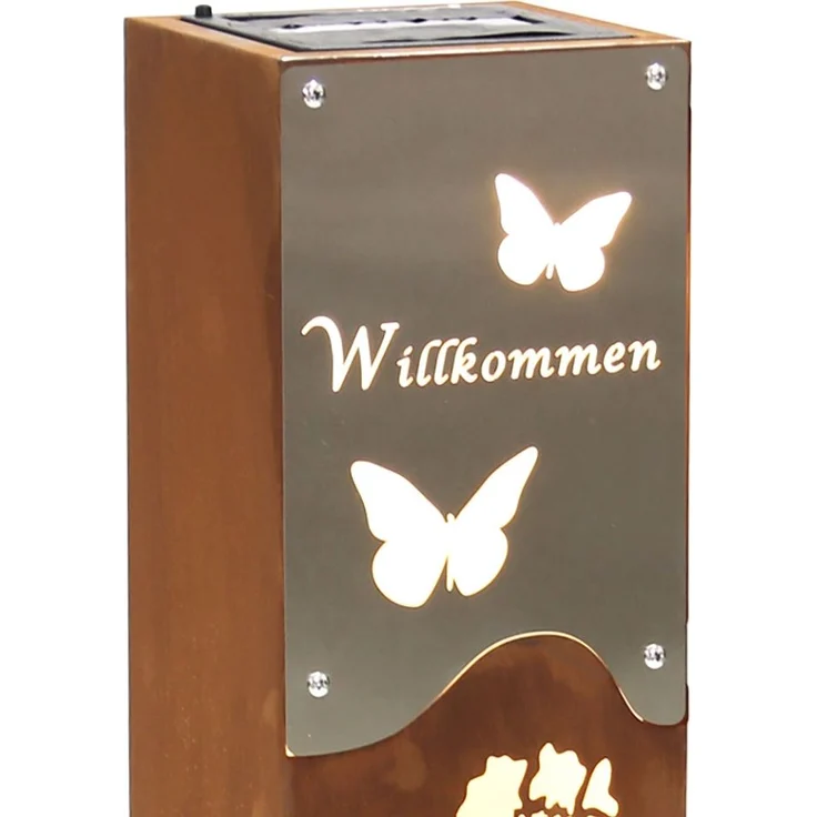 LED Solarleuchte, Dekosäule, Edelstahl, silber, H 57,5 cm – Bild 5