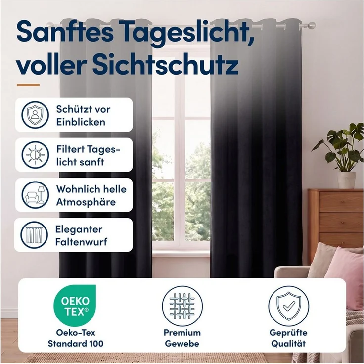 Stoffschmiede Gardine Blickdicht - Kräuselband & Ösen, Ösen – Bild 2