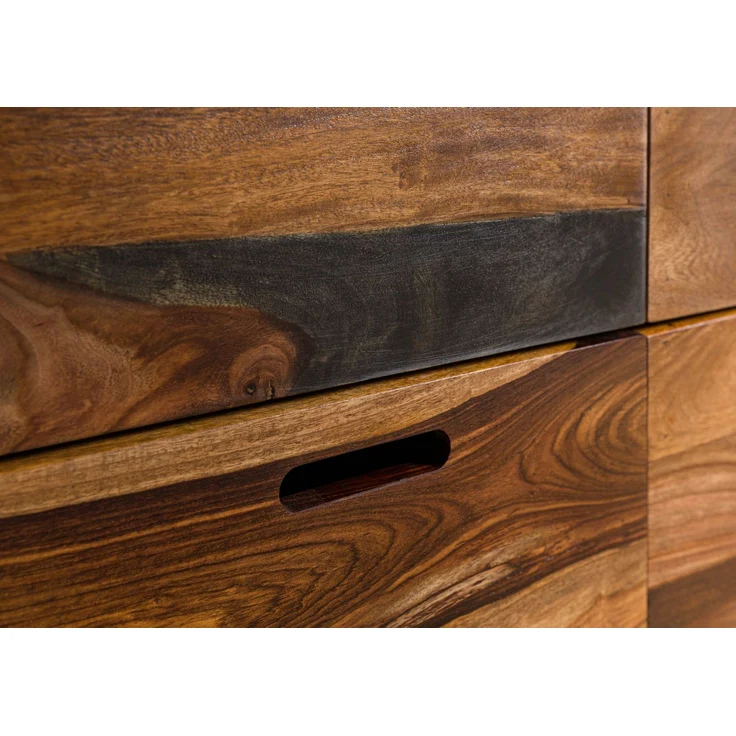 Highboard Sheesham 90 x 40 x 140 dunkelbraun lackiert MAILAND #220 – Bild 6
