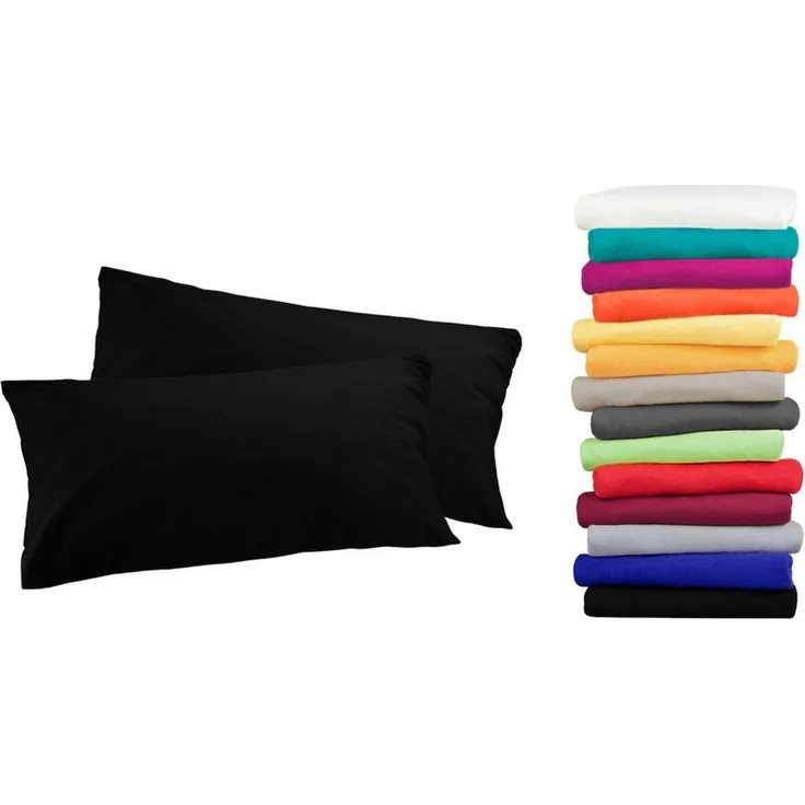 MOON Kissenbezug / Seitenschläferkissenbezug, 2er Pack, 100% Baumwolle, Linon, Schwarz, 40x40